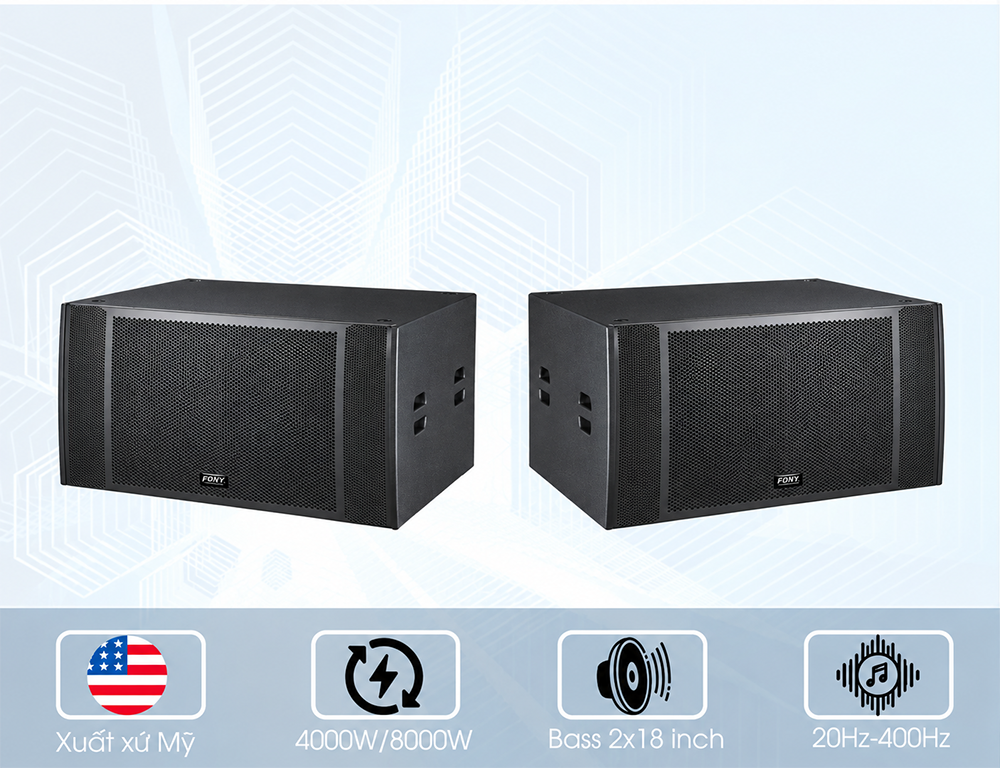Công suất lớn 4000W, bass đôi 10 inch khoẻ khoắn