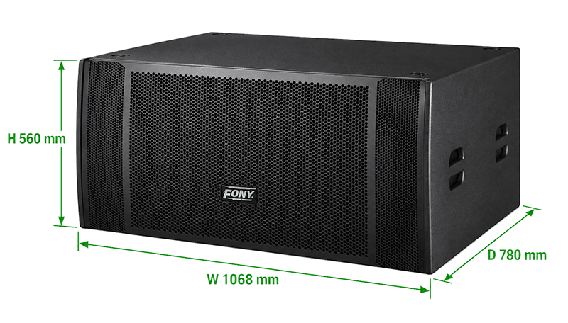 Loa sub ngang có 2 khoang, mỗi khoang chứa 1 củ bass 18 Loa sub ngang có 2 khoang, mỗi khoang chứa 1 củ bass 18