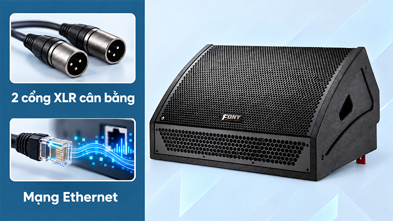 Kết nối và truyền tín hiệu tiện lợi qua cổng XLR và mạng Ethernet Kết nối và truyền tín hiệu tiện lợi qua cổng XLR và mạng Ethernet