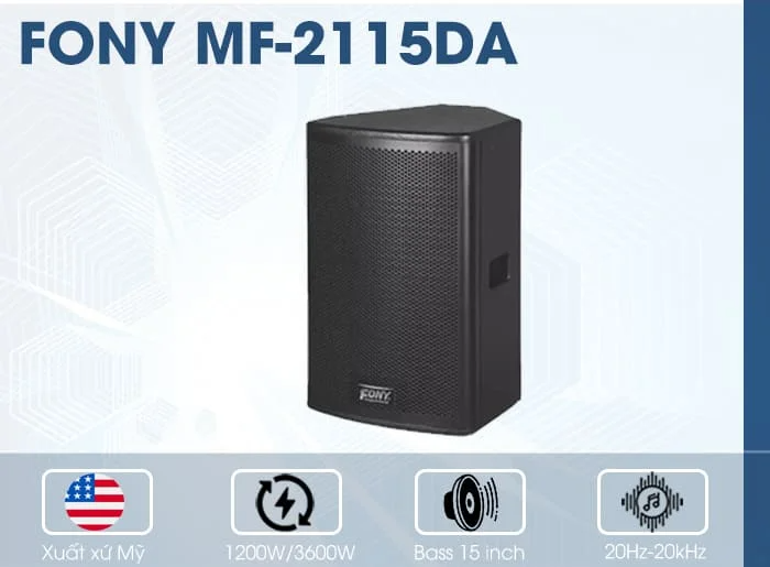 Loa toàn dải với củ bass lớn 15 inch, treble 2.95 inch