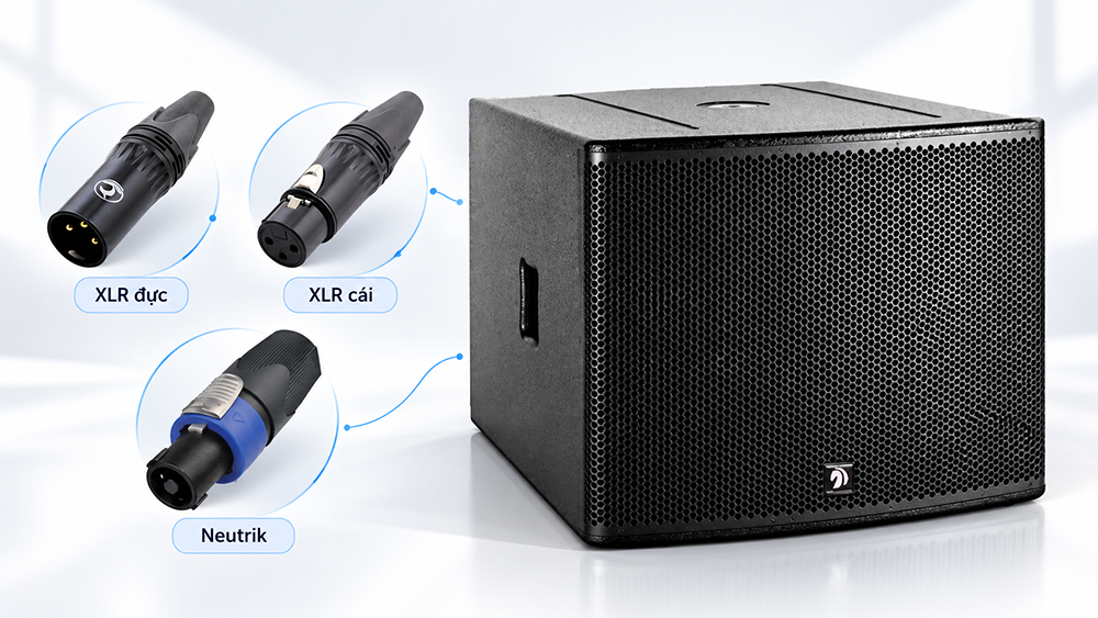 Cổng jack XLR, Neutrik đầy đủ phối ghép thuận tiện Cổng jack XLR, Neutrik đầy đủ phối ghép thuận tiện